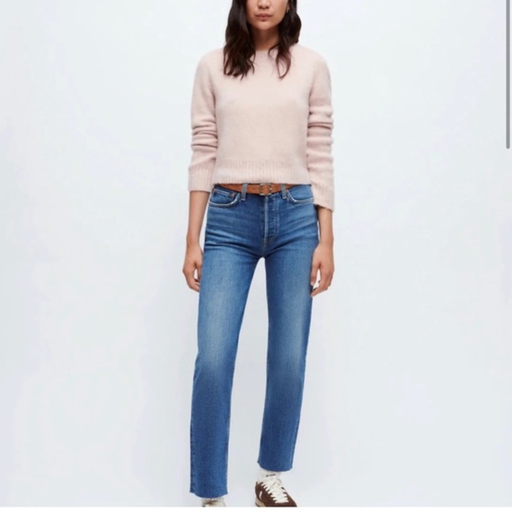 RE/DONE Stove Pipe High Rise Straight Jeans in Mid 70s Size 26